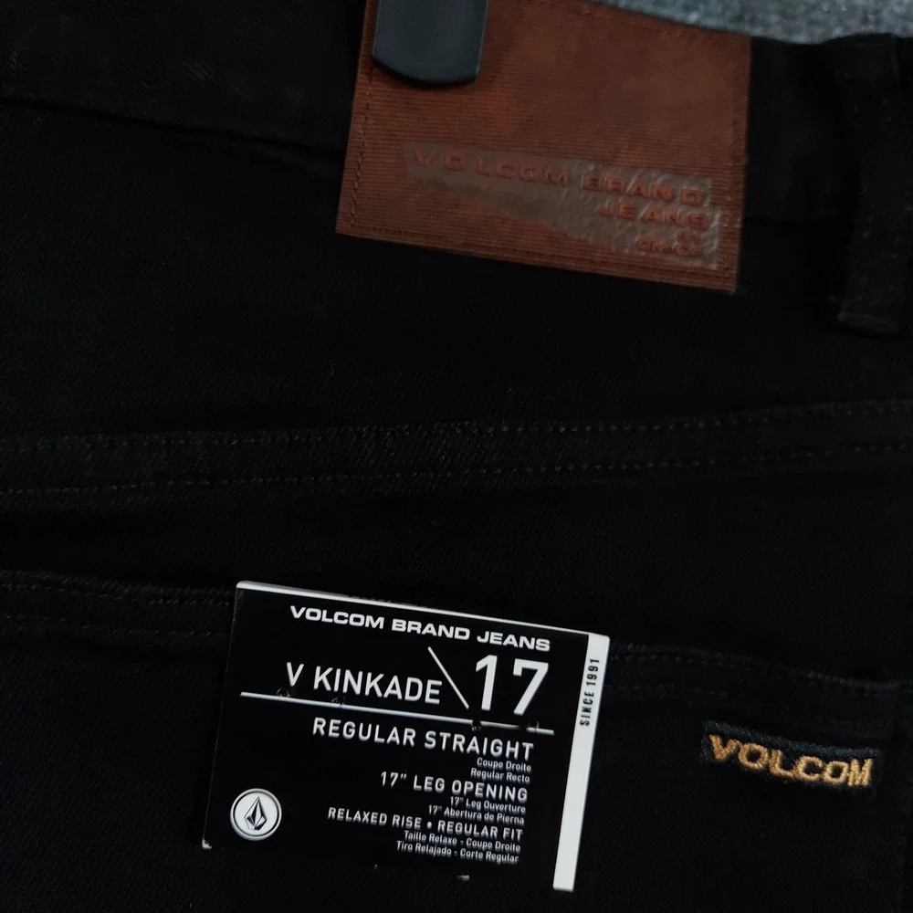 Volcom V Kinkade Jeans Mens 36x32 Black Regular Straight Stretch Denim A1902691